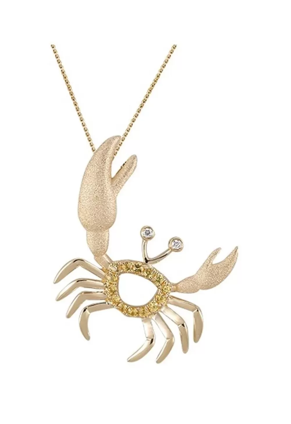 Pendants & Necklaces | Denny Wong 14K Crab Pendant With 2 Diamonds And 14 Yellow Sapphires