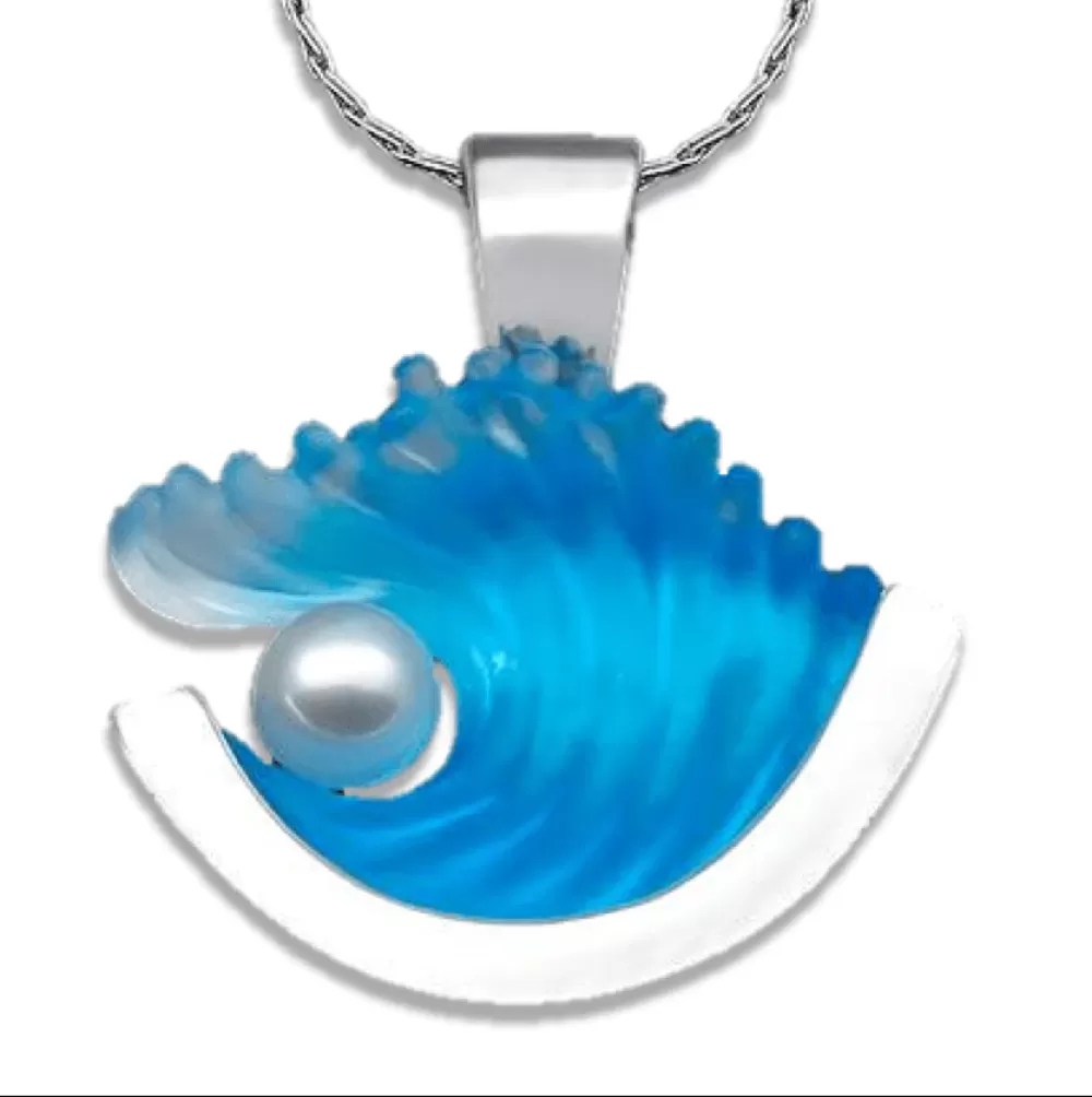 Pendants & Necklaces | Matt Bezak 14K Large White Gold Pearl Wave Pendant