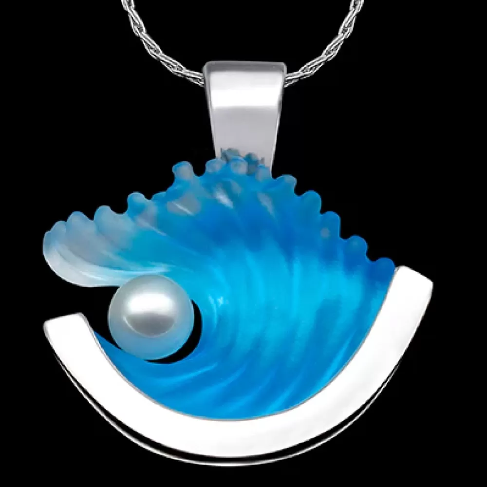 Pendants & Necklaces | Matt Bezak 14K Large White Gold Pearl Wave Pendant