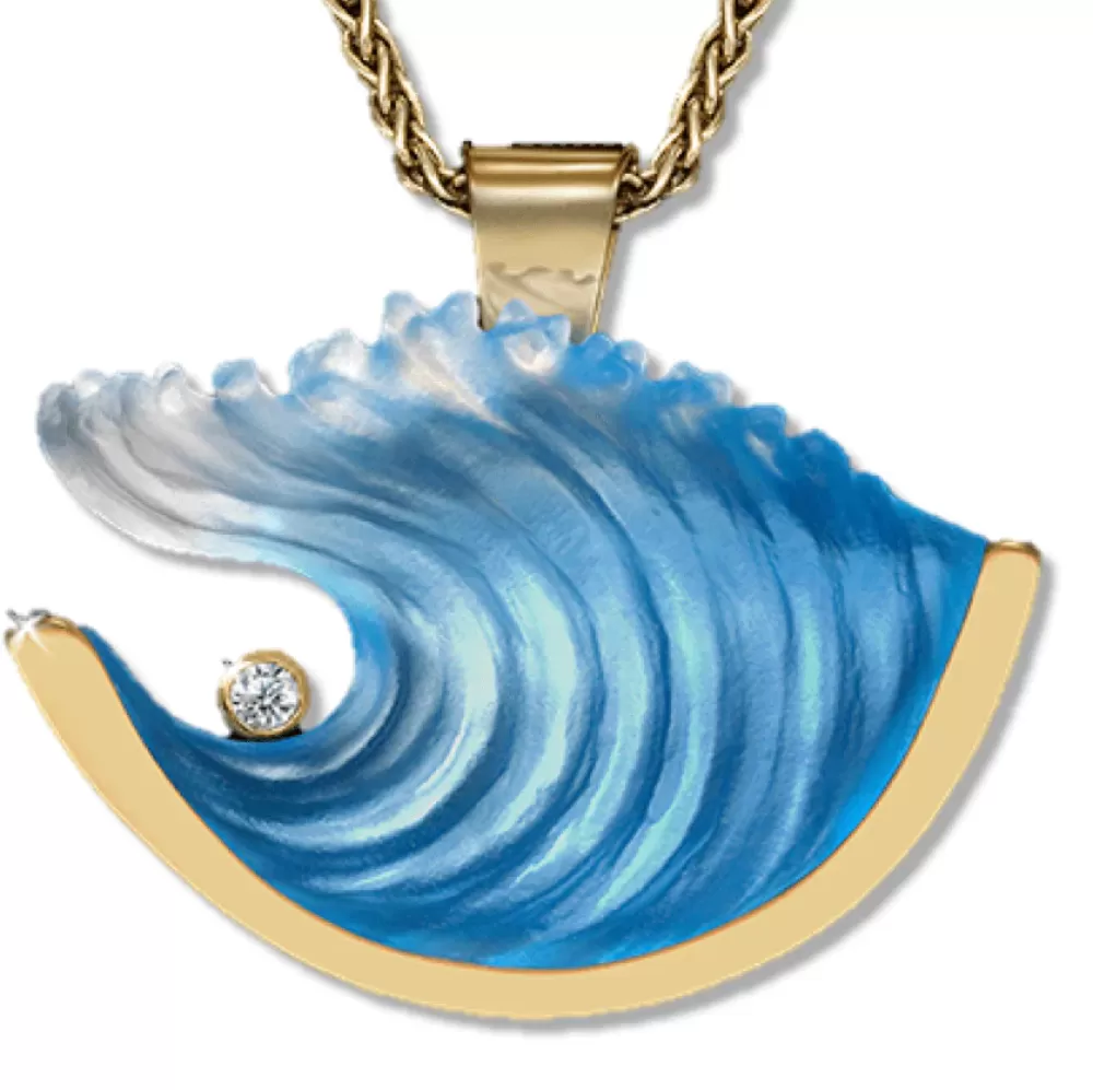 Pendants & Necklaces | Matt Bezak 14K Large Yellow Gold Wave Pendant With Diamond