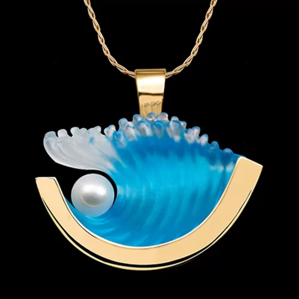 Pendants & Necklaces | Matt Bezak 14K Medium Yellow Gold Pearl Wave Pendant