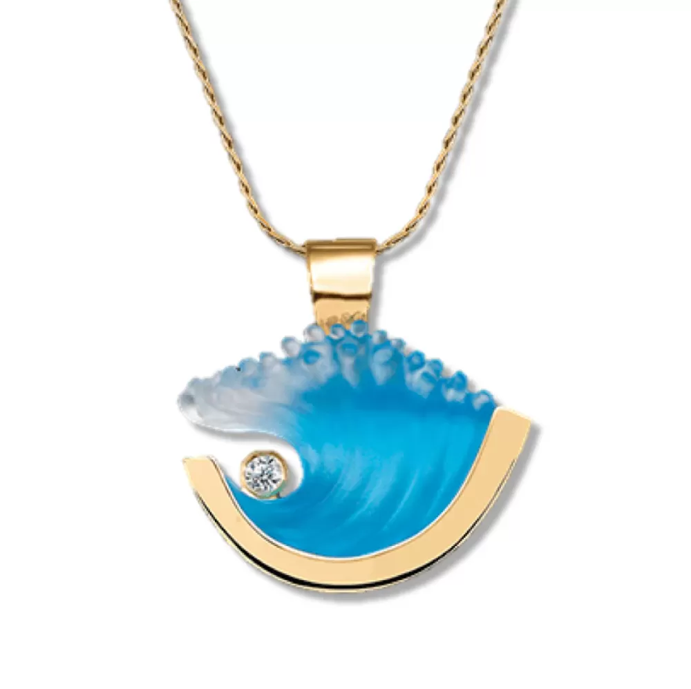 Pendants & Necklaces | Matt Bezak 14K Medium Yellow Gold Wave Pendant With Diamond