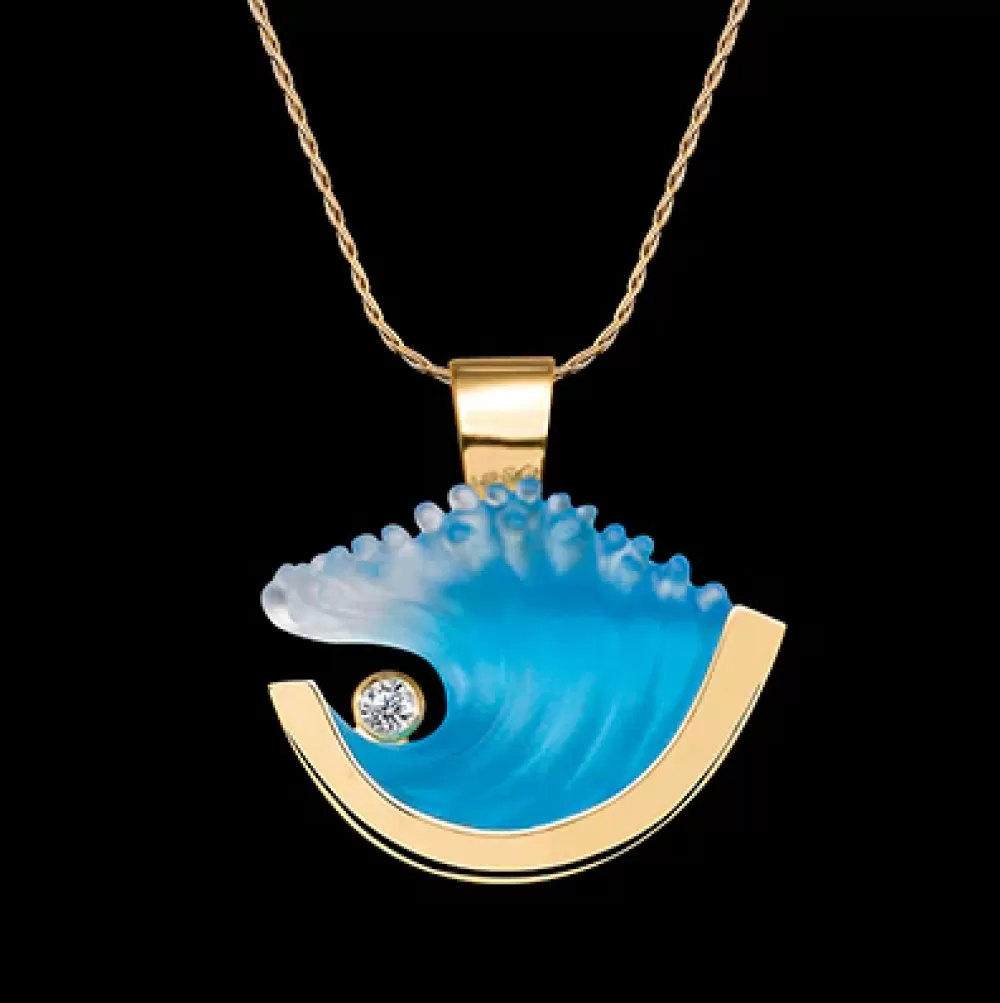 Pendants & Necklaces | Matt Bezak 14K Medium Yellow Gold Wave Pendant With Diamond