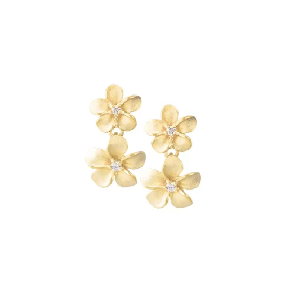 Earrings | Denny Wong 14K Plumeria Lei Earrings With 4 Diamonds