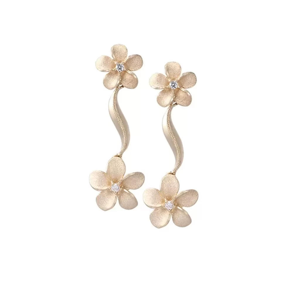 Earrings | Denny Wong 14K Plumeria Lei Earrings With 4 Diamonds