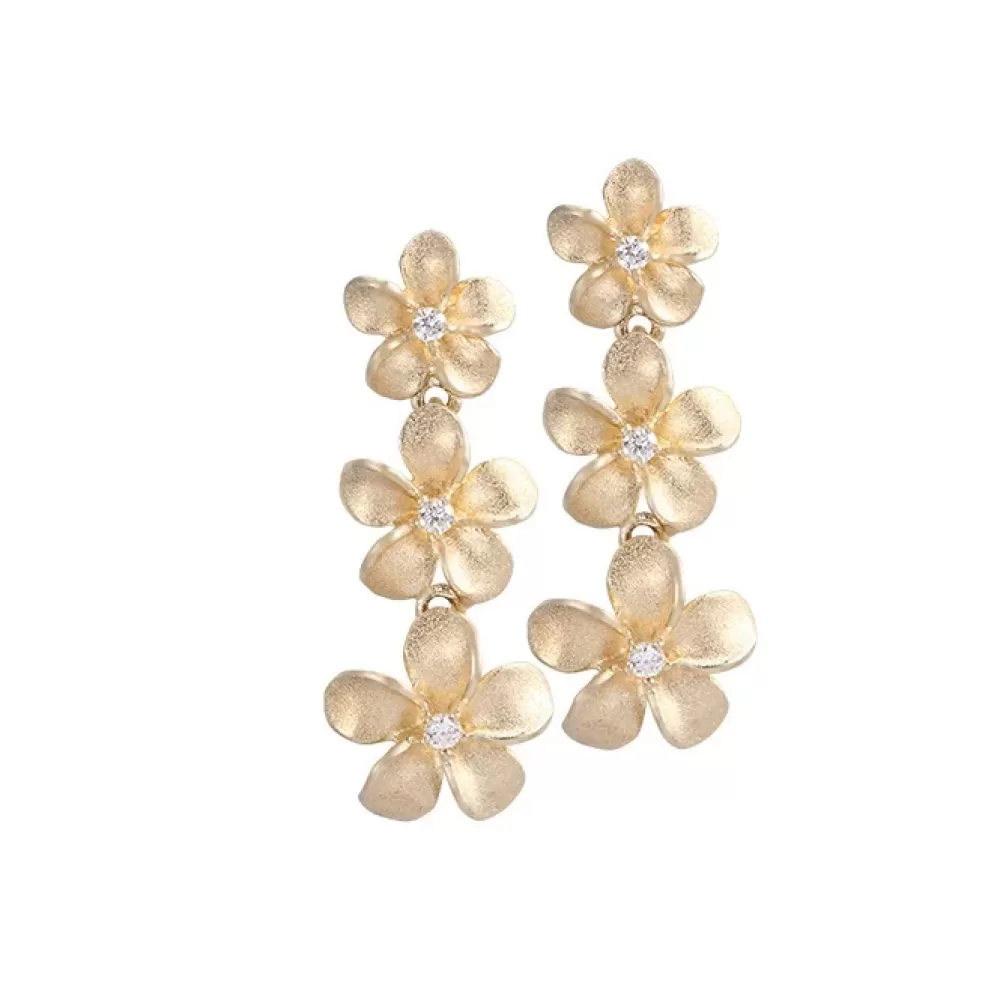 Earrings | Denny Wong 14K Plumeria Lei Earrings With 6 Diamonds