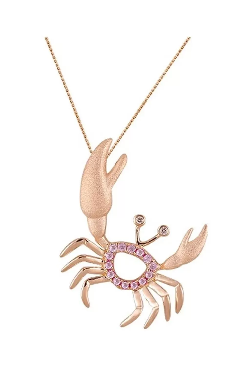 Pendants & Necklaces | Denny Wong 14K Rose Gold Crab Pendant With 2 Diamonds And 14 Pastel Pink Sapphires