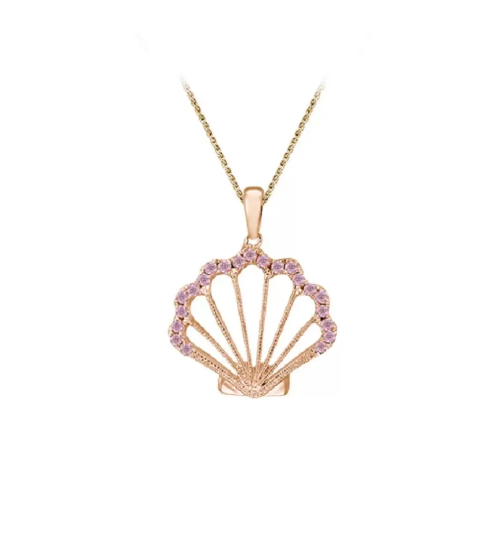 Pendants & Necklaces | Denny Wong 14K Rose Gold Shell Pendant With 21 Pastel Pink Sapphires