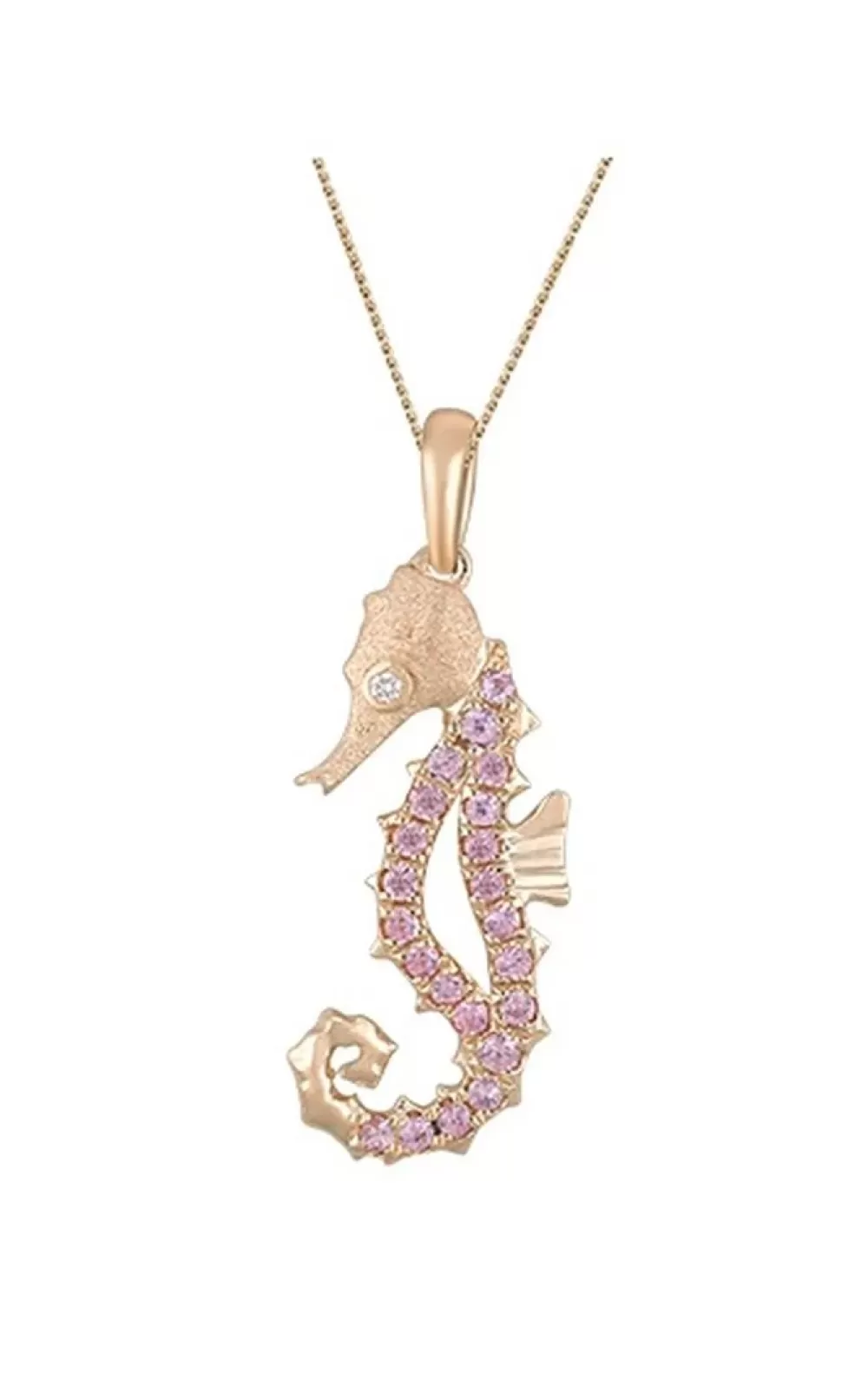 Pendants & Necklaces | Denny Wong 14K Rose Gold Single Sea Horse Pendant With Diamond And 22 Pastel Pink Sapphires