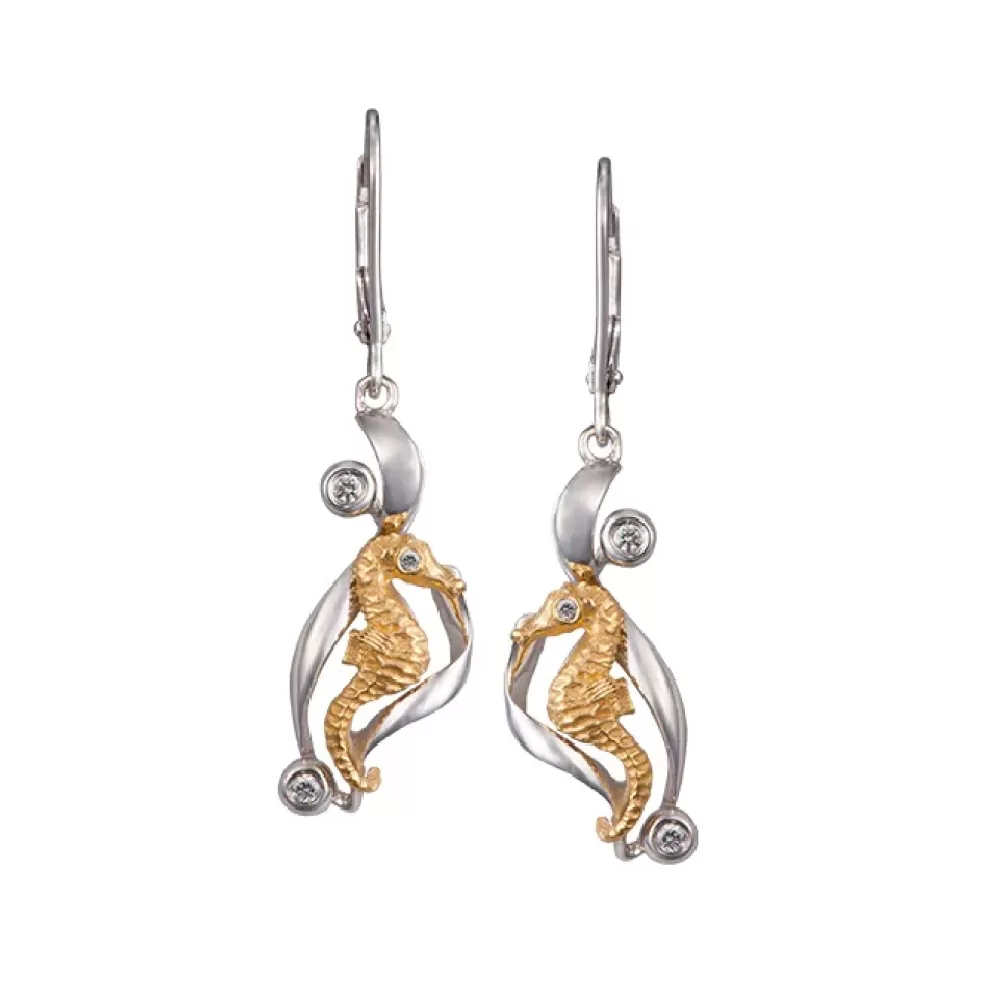 Earrings | Denny Wong 14K Single Sea Horse Earrings With 6 Diamonds