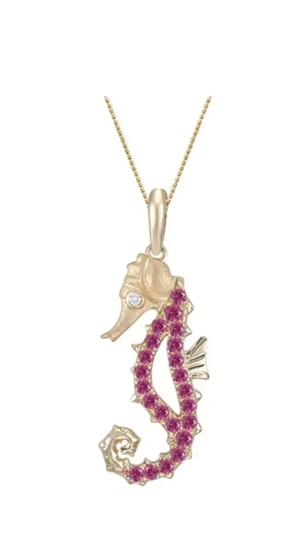 Pendants & Necklaces | Denny Wong 14K Single Sea Horse Pendant With Diamond And 22 Hot Pink Sapphires