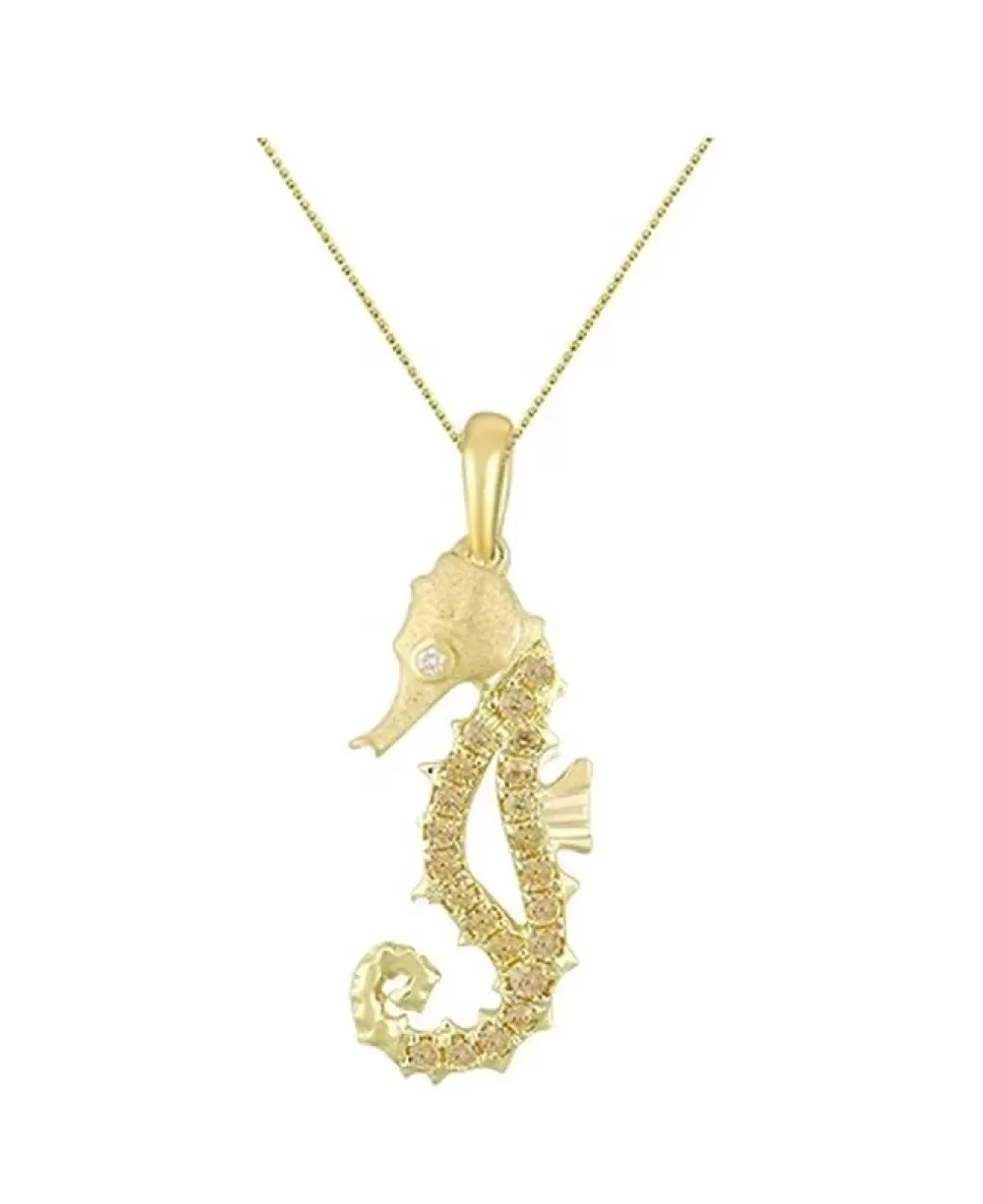 Pendants & Necklaces | Denny Wong 14K Single Sea Horse Pendant With Diamond And 22 Yellow Sapphires