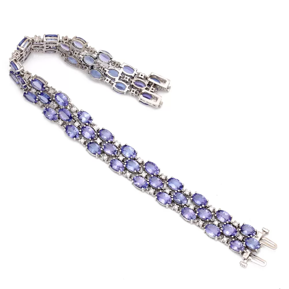 Bangles & Bracelets | Michael John 14K White Gold Diamond Bracelet With Tanzanites