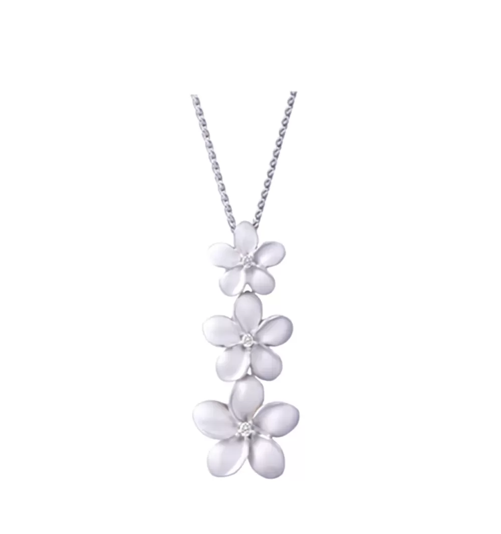Pendants & Necklaces | Denny Wong 14K White Gold Plumeria Lei Slide Pendant With 3 Diamonds