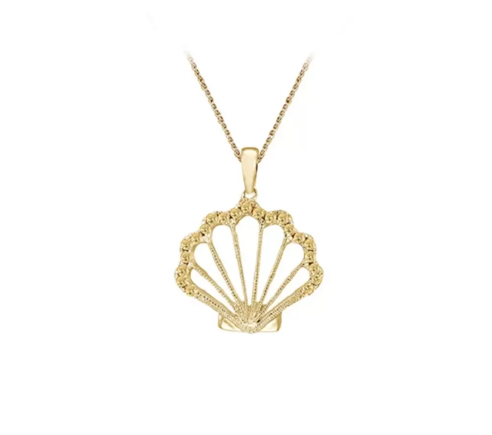 Pendants & Necklaces | Denny Wong 14K Yellow Gold Shell Pendant With 21 Yellow Sapphires