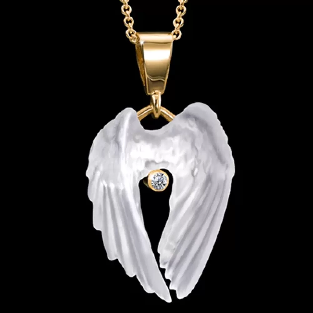 Pendants & Necklaces | Matt Bezak 14K Yellow Gold Spirit Wings Pendant With Diamond