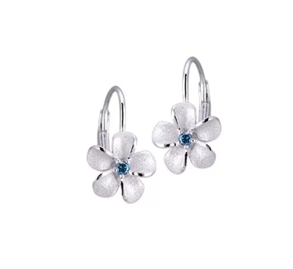 Earrings | Denny Wong 14Kw 8Mm Plumeria Earrings With 2 Blue Diamonds