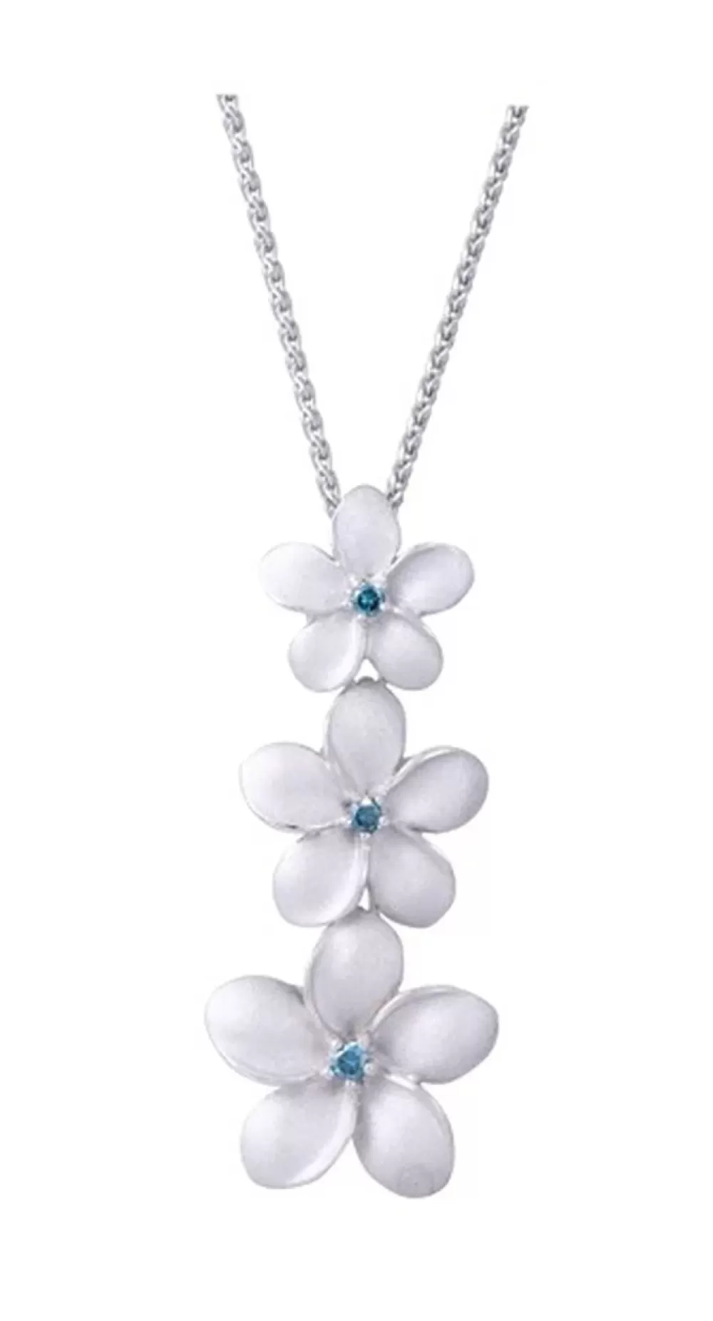 Pendants & Necklaces | Denny Wong 14Kw Plumeria Slide Pendant With 3 Blue Diamonds