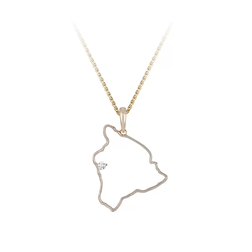 Hawaiian Jewelry | Denny Wong 14Ky " Big Island" Pendant With 0.03Ct Diamond (For Kona)
