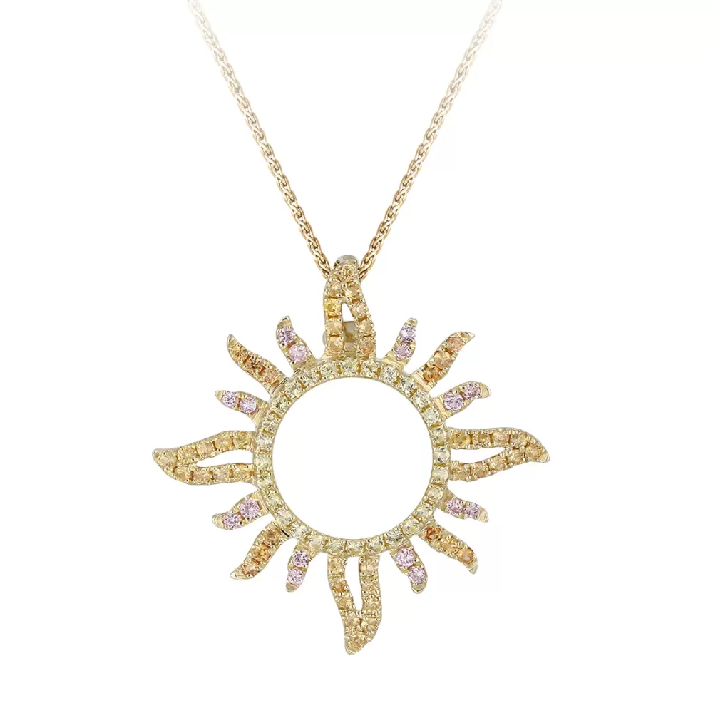 Pendants & Necklaces | Denny Wong 14Ky "Sunburst" Pendant With 92 Colored Sapphires