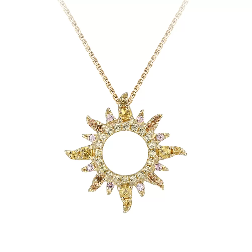 Pendants & Necklaces | Denny Wong 14Ky "Sunburst" Small Pendant With 44 Colored Sapphires