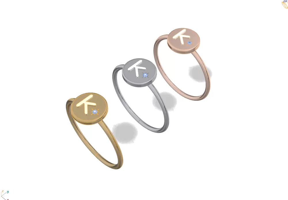 Rings | Kate Alexandra 18K Gold Initial Ring W/ Diamond