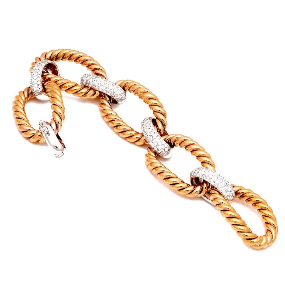 Bangles & Bracelets | Michael John 18K Rose And White Gold Bracelet With 2.52 Ct Diamonds
