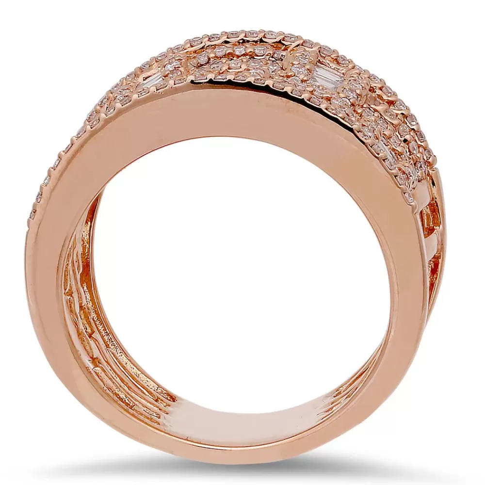 Rings | Michael John 18K Rose Gold Ring With 0.69 Ct Diamonds And 0.81 Ct Baguette Diamonds