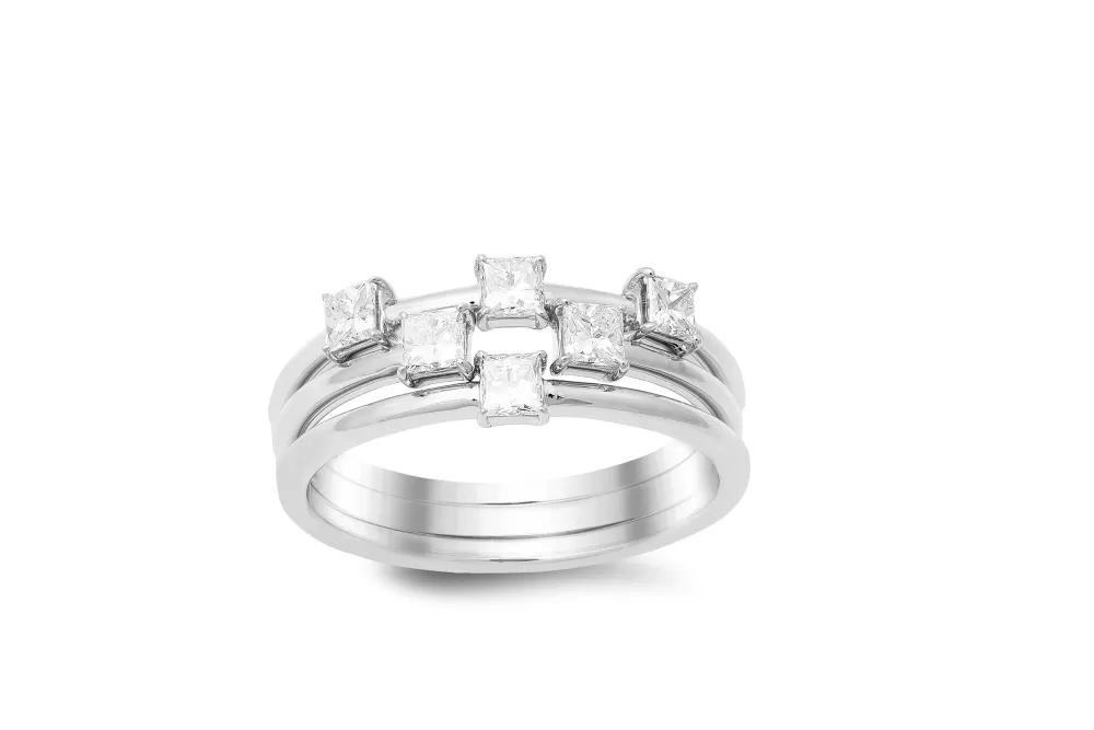 Rings | Michael John 18K White Gold 3Pcs Ring With 0.60 Ct Diamonds