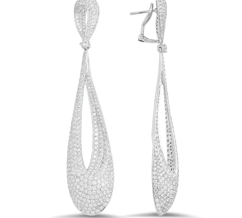 Earrings | Michael John 18K White Gold Earrings With 8.99 Ct Diamonds