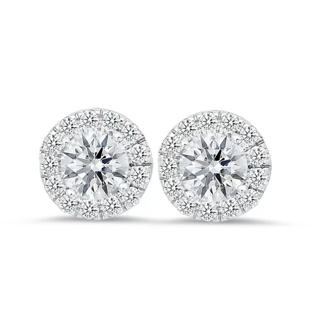 Earrings | Michael John 18K White Gold Stud Earrings With 0.42 Ct And 1.00 Ct Diamonds