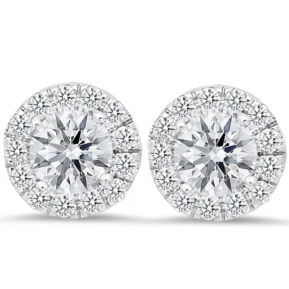 Earrings | Michael John 18K White Gold Stud Earrings With 0.42 Ct And 3.00 Ct Diamonds