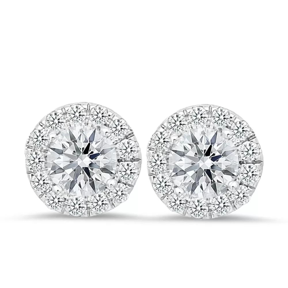 Earrings | Michael John 18K White Gold Stud Earrings With 0.42 Ct Diamonds And 1.50 Ct Diamonds
