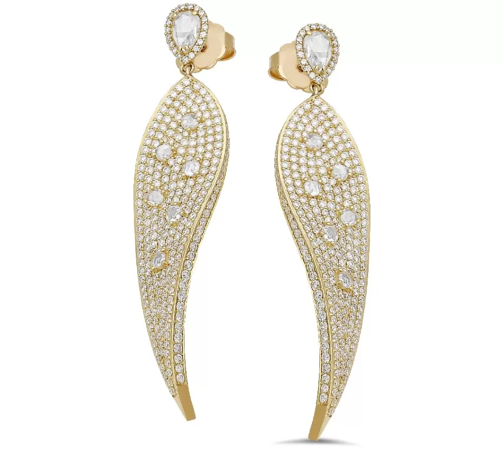 Earrings | Michael John 18K Yellow Gold Earrings With 5.67 Ct, 0.84 And 0.89 Ct Diamonds
