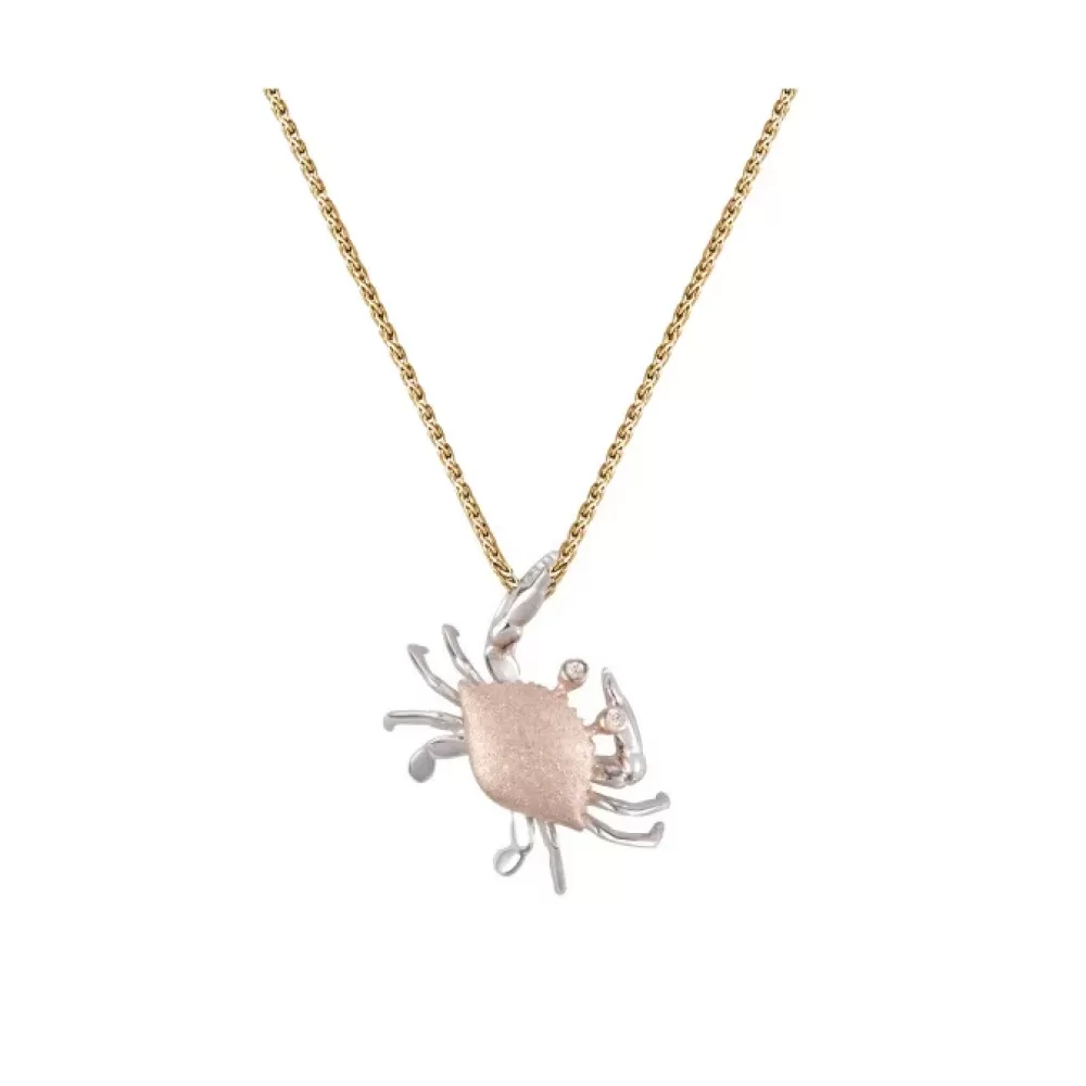 Hawaiian Jewelry | Denny Wong 18Mm 14K 2/Tone Crab Pendant With 2 Diamonds