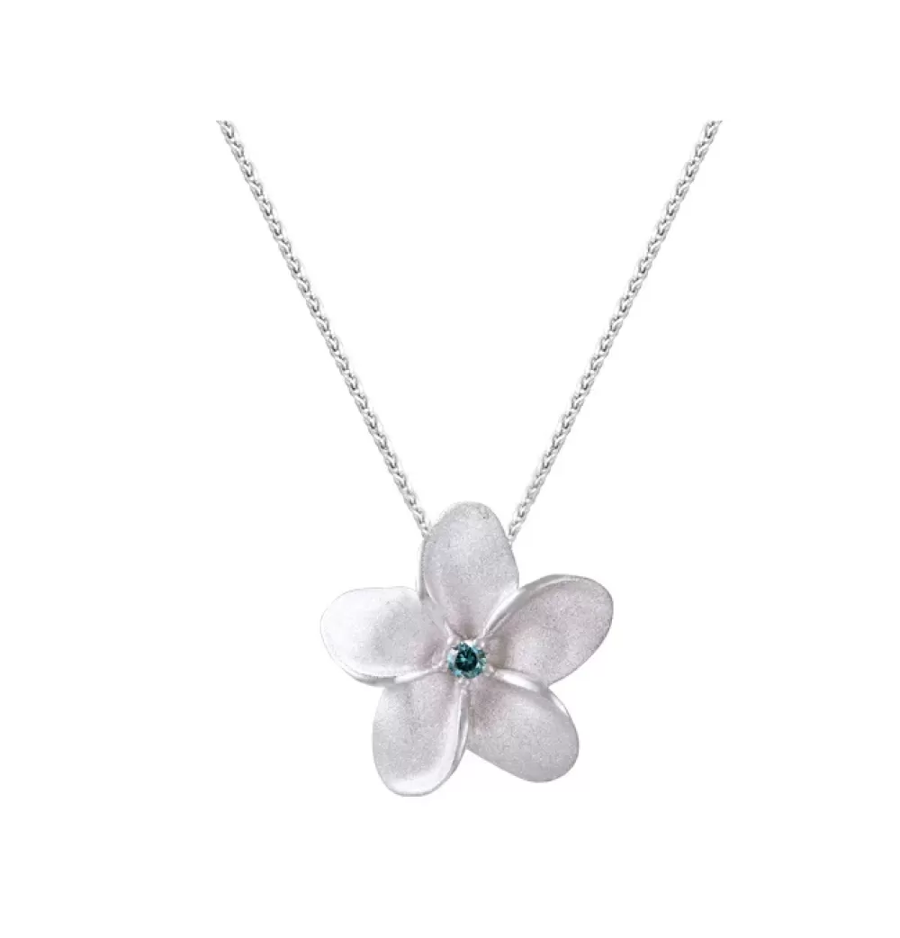 Pendants & Necklaces | Denny Wong 18Mm 14K Plumeria Pendant With 0.05 Carat Blue Diamond