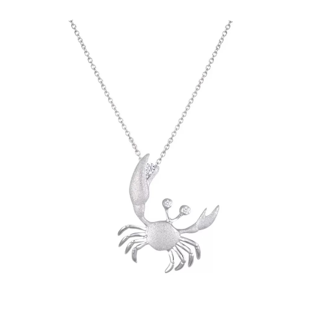 Hawaiian Jewelry | Denny Wong 22Mm 14K Crab Pendant With 3 Diamonds