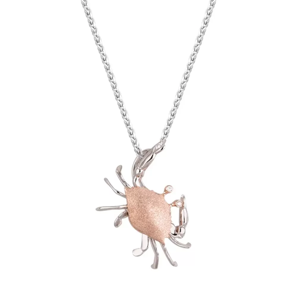 Hawaiian Jewelry | Denny Wong 25Mm 14K 2/Tone Crab Pendant With 2 Diamonds