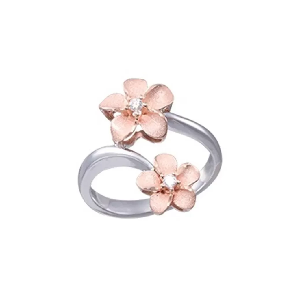 Rings | Denny Wong 2/Tone 14K 6 & 8Mm "Hang 5" Plumeria Ring With 2 Diamonds