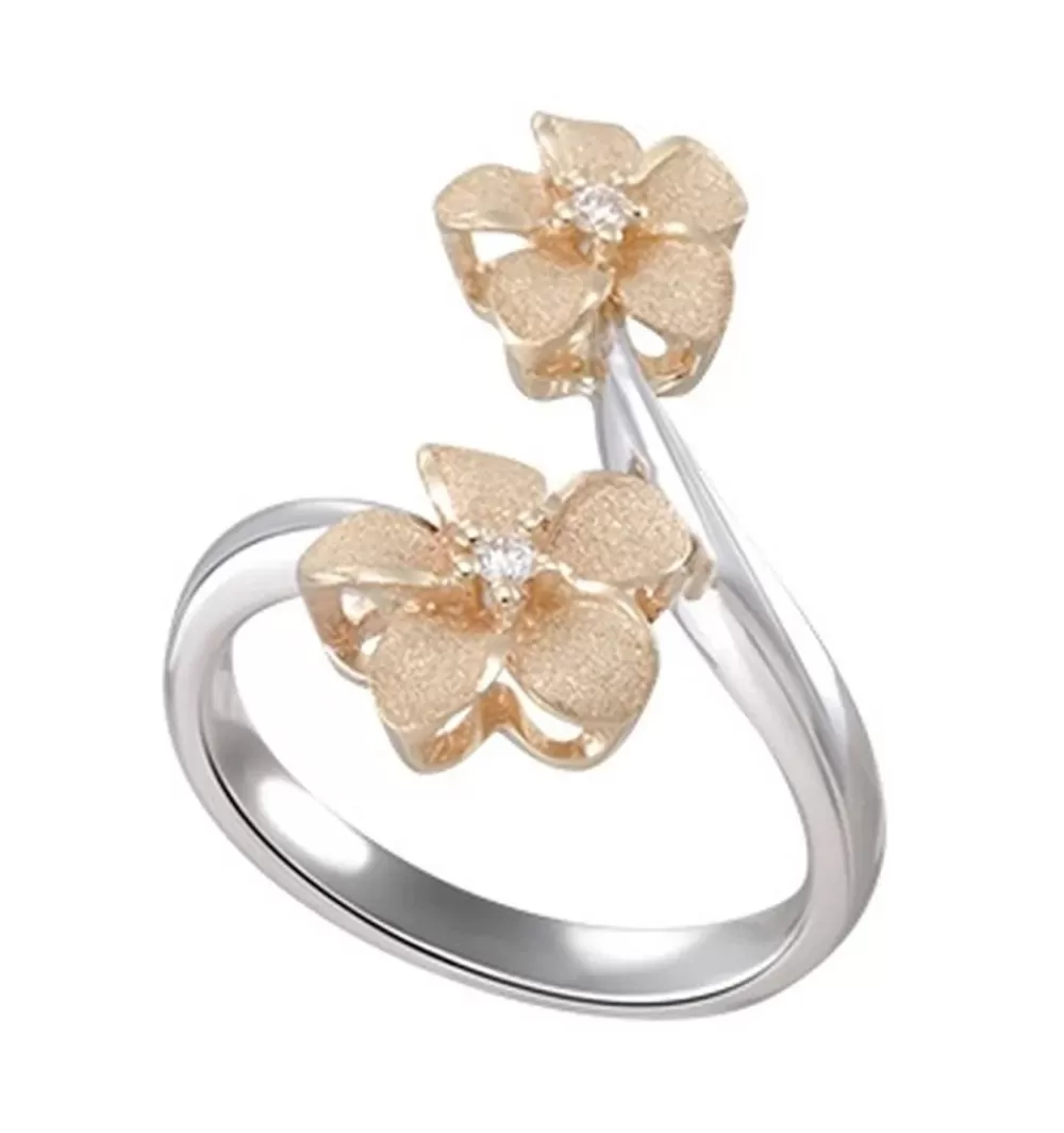 Hawaiian Jewelry | Denny Wong 2/Tone 14K 8 And 11Mm Plumeria Ring