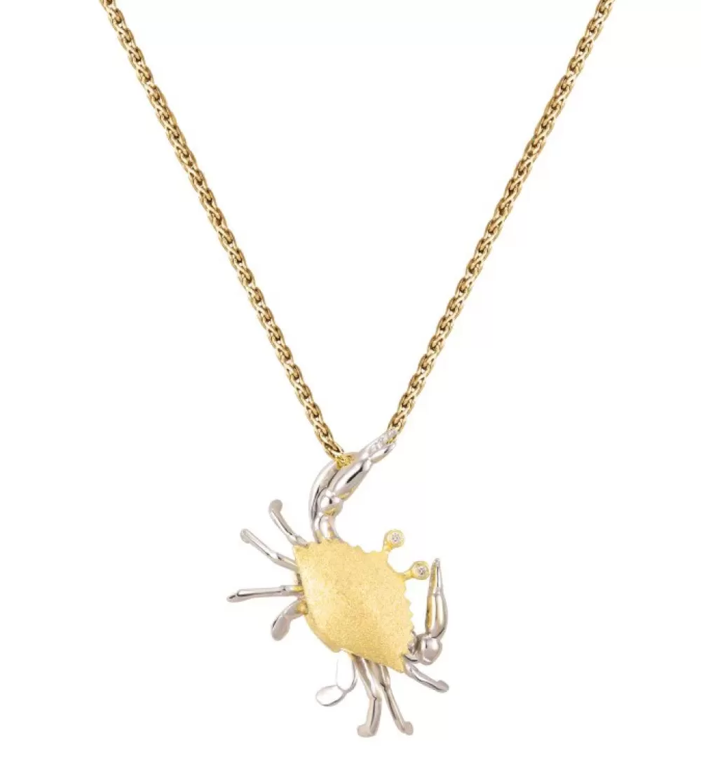 Hawaiian Jewelry | Denny Wong 2/Tone 14K Crab Pendant With 2 Diamonds