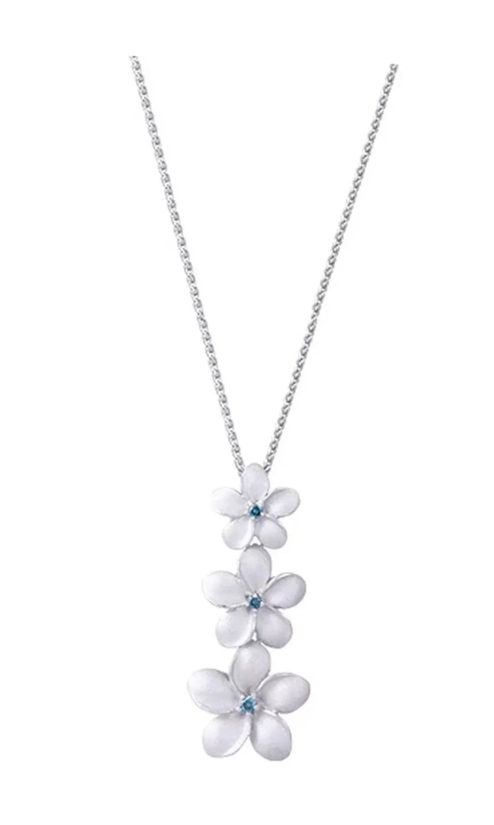 Pendants & Necklaces | Denny Wong 6, 8 & 10Mm 14K Plumeria Lei Slide Pendant With 3 Blue Diamonds