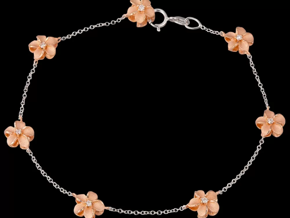 Bangles & Bracelets | Denny Wong 7Mm 14K 2/Tone Plumeria Bracelet With 14 Diamonds