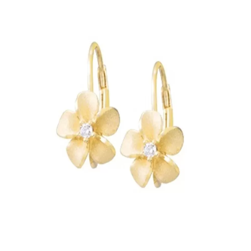 Earrings | Denny Wong 8Mm 14K Plumeria Earrings With 2 Diamonds