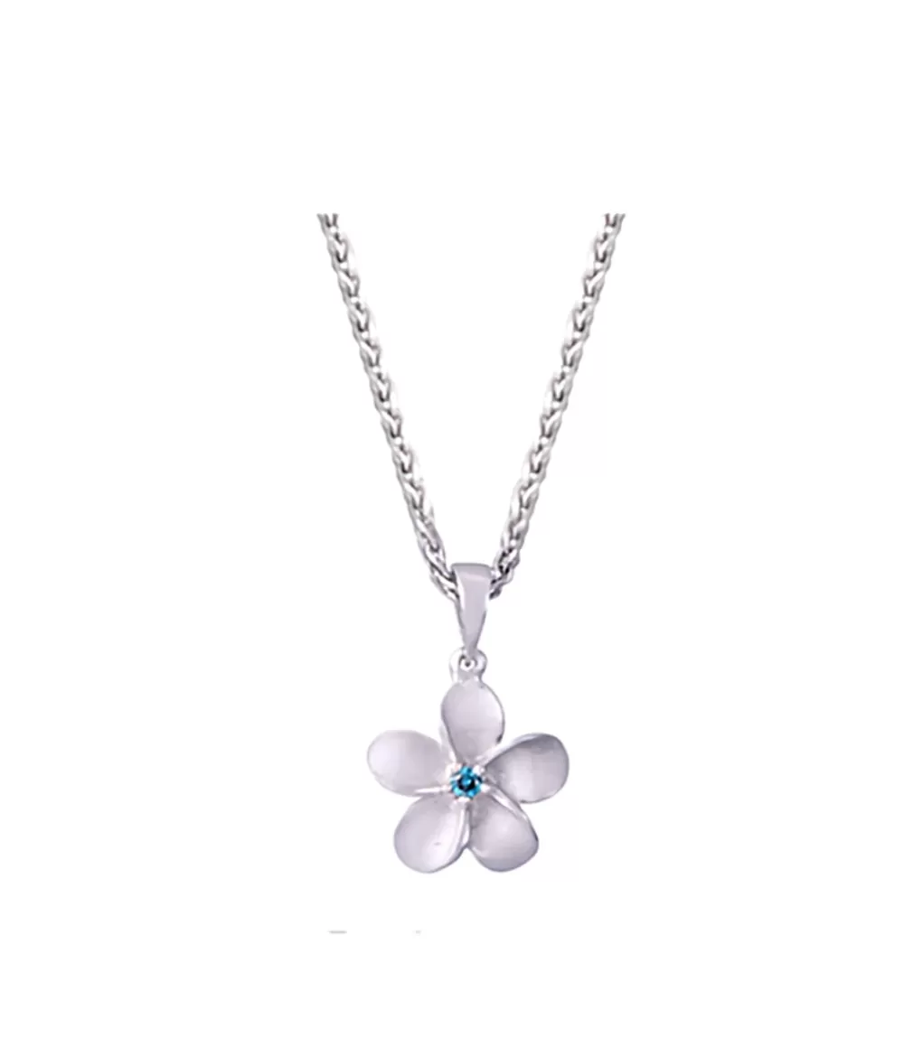 Pendants & Necklaces | Denny Wong 8Mm 14K Plumeria Pendant With 0.02 Carats Blue Diamond