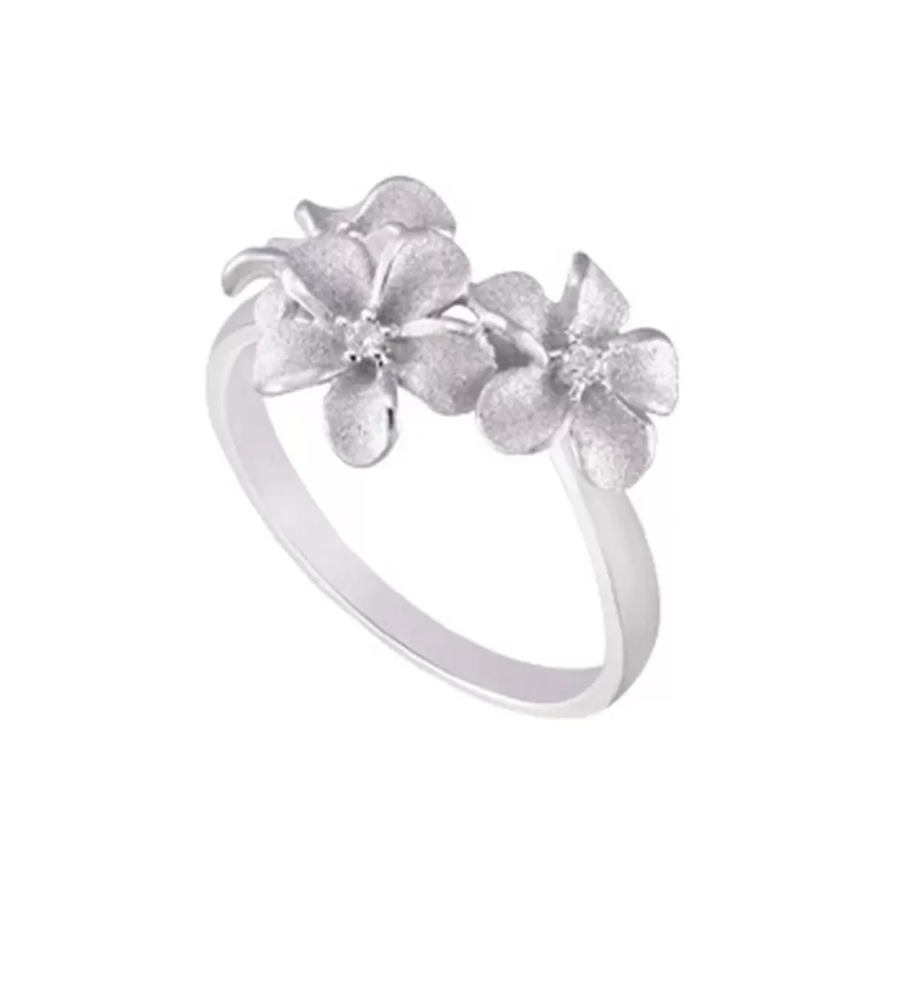 Rings | Denny Wong 8Mm 14K Plumeria Ring With 3 Diamonds