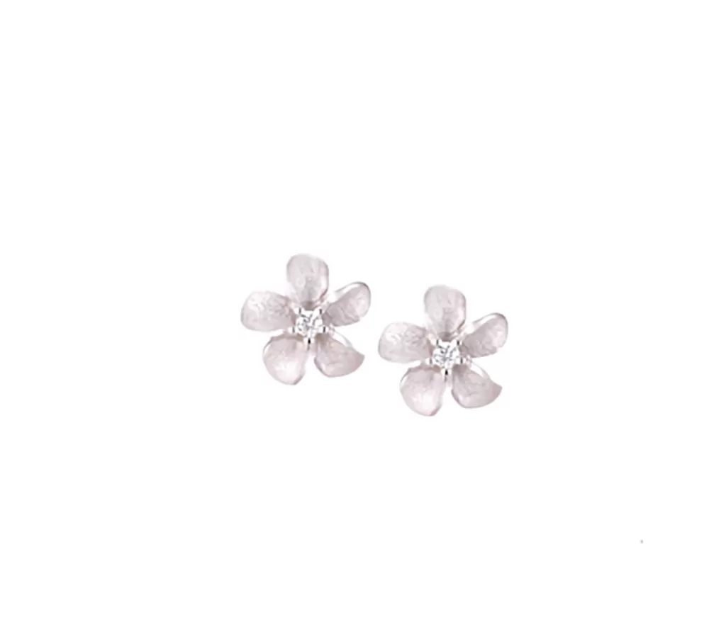 Earrings | Denny Wong 8Mm Plumeria Earrings 14K With 2 Diamonds