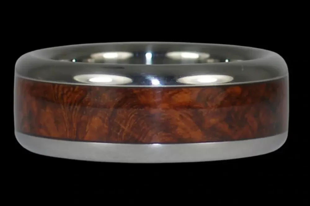 Hawaiian Jewelry | Hawaiian Titanium Rings Amboina Wood Titanium Ring Band