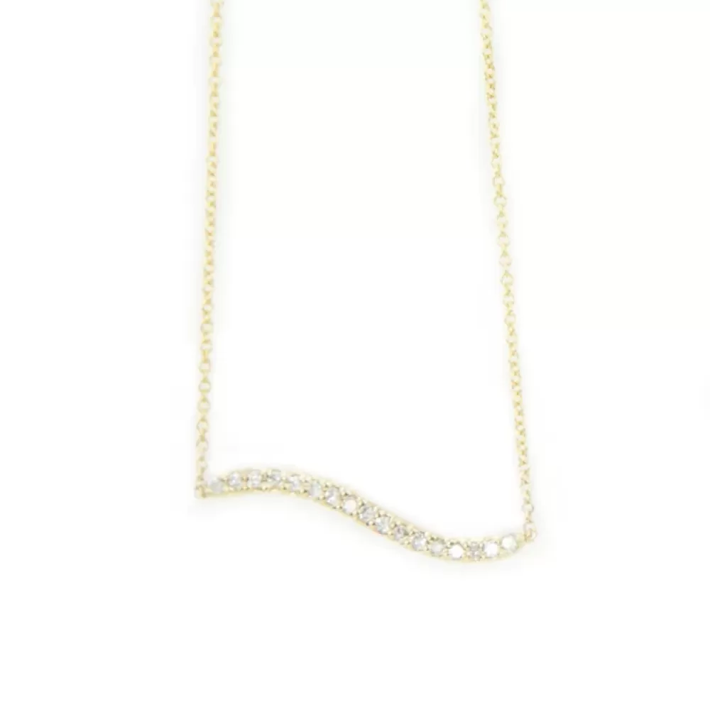 Pendants & Necklaces | Kate Alexandra Bermuda Wavy Diamond Bar Necklace 14K Yellow Gold