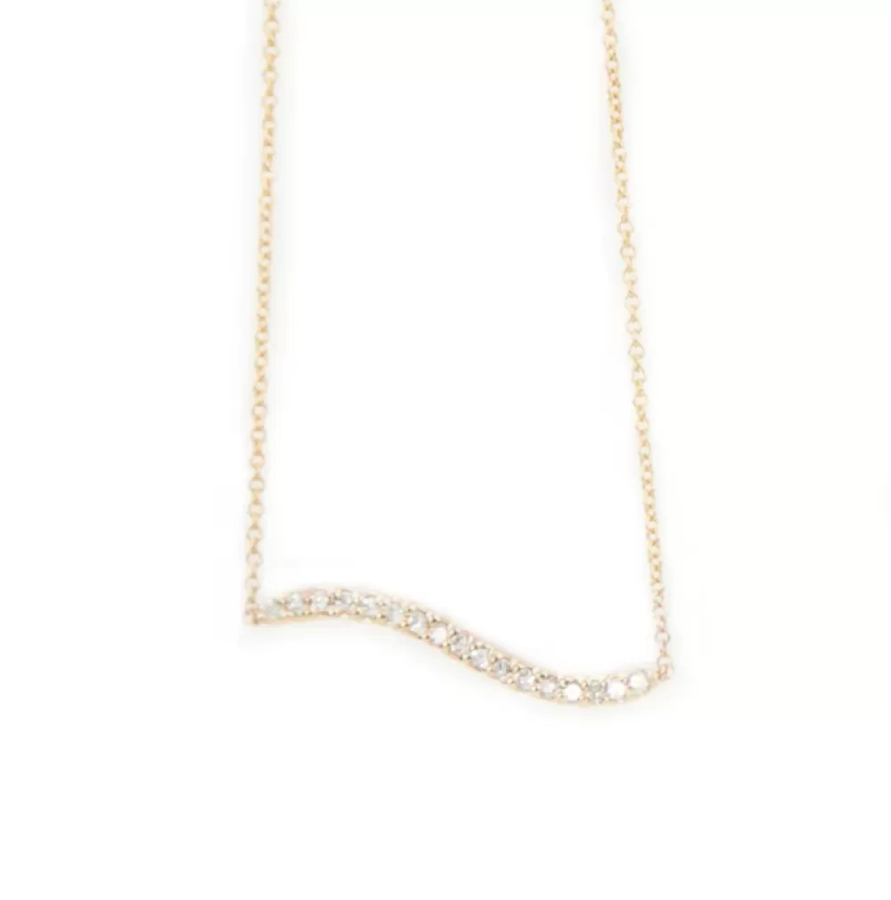 Pendants & Necklaces | Kate Alexandra Bermuda Wavy Diamond Bar Necklace Rose Gold